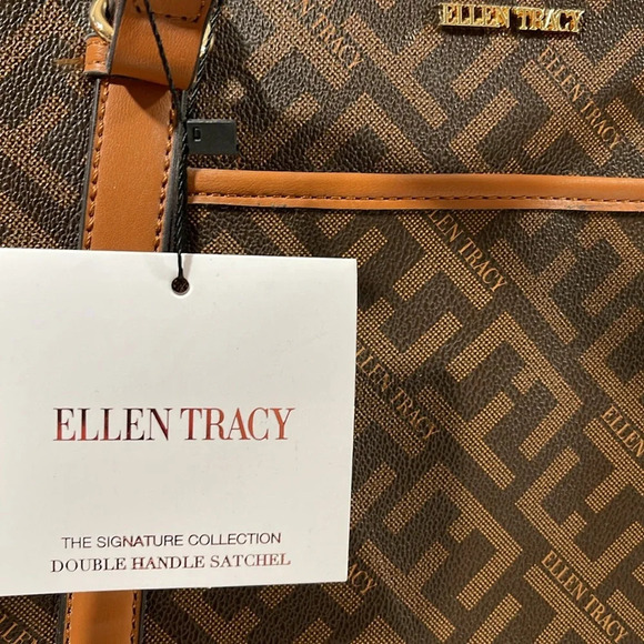 ELLEN TRACY THE SIGNATURE COLLECTION Double Handle Satchel Chocolate Brown Purse - Picture 6 of 13